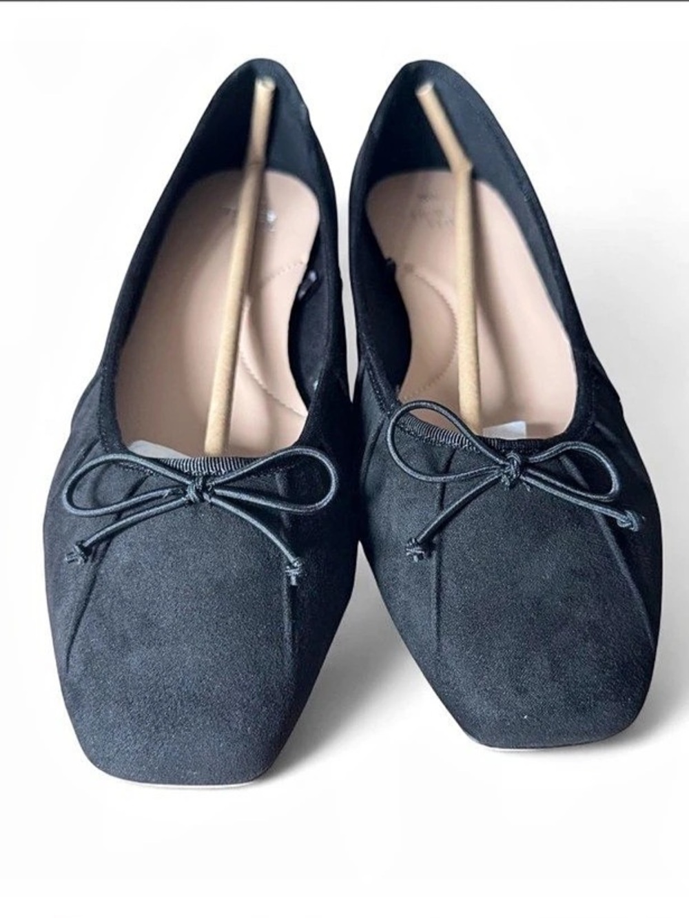 Time and Tru Square Toe Ballet Flat Bow Flats in Black US 8.5
